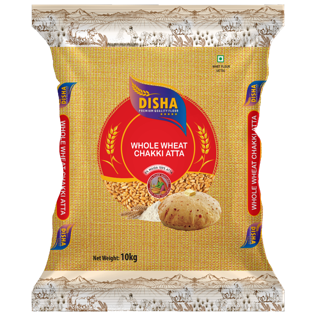 Disha Atta 10kg Whole Wheat Chakki Atta for Soft and Fluffy Rotis | 0% Maida, 100% Atta | Pure & Natural | Pack Of 1