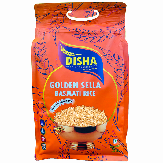 Disha Golden Sella Basmati Rice 5kg – Best for Jollof Rice, Extra Aroma, Long Grain, Quality Product (5kg)