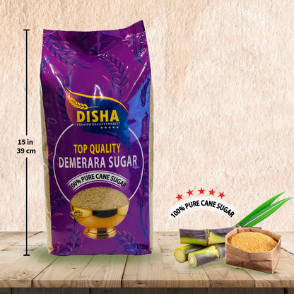 DISHA Top Quality Demerara Sugar 4X3kg – 100% Pure Cane Sugar, Natural & Unrefined, Deliciously Sweet, With Caramel Notes, Ideal for Baking, Pack of 4 (3kg Bags)