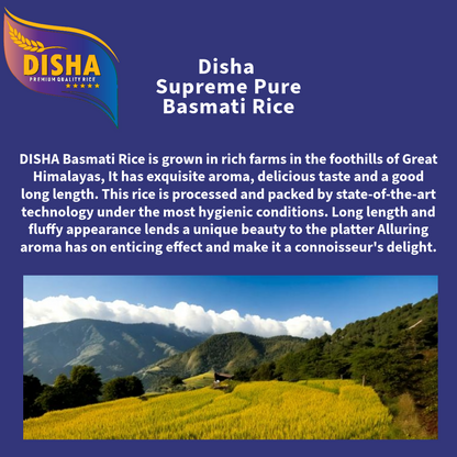 Disha Supreme Pure Basmati Rice 5kg –Best for All Rice Dishes Extra Aroma, Long Grain, Premium Quality, Traditional Taste (5kg)